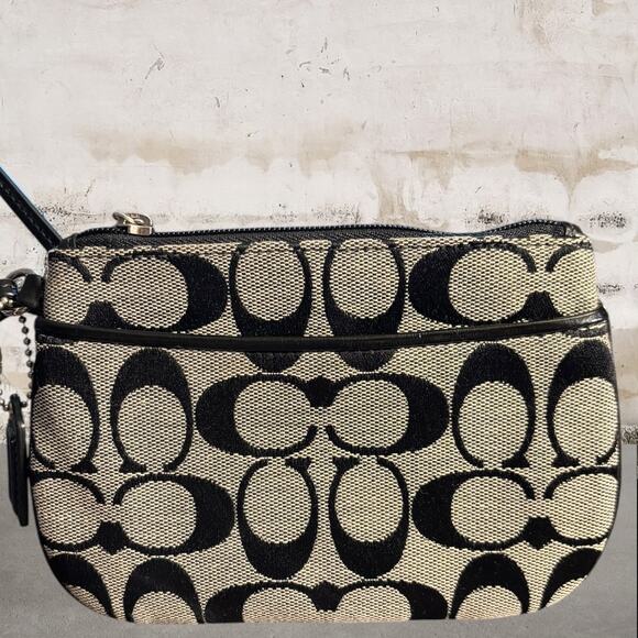 Coach Handbags - Coach Signature Canvas Wristlet in Black & Gray